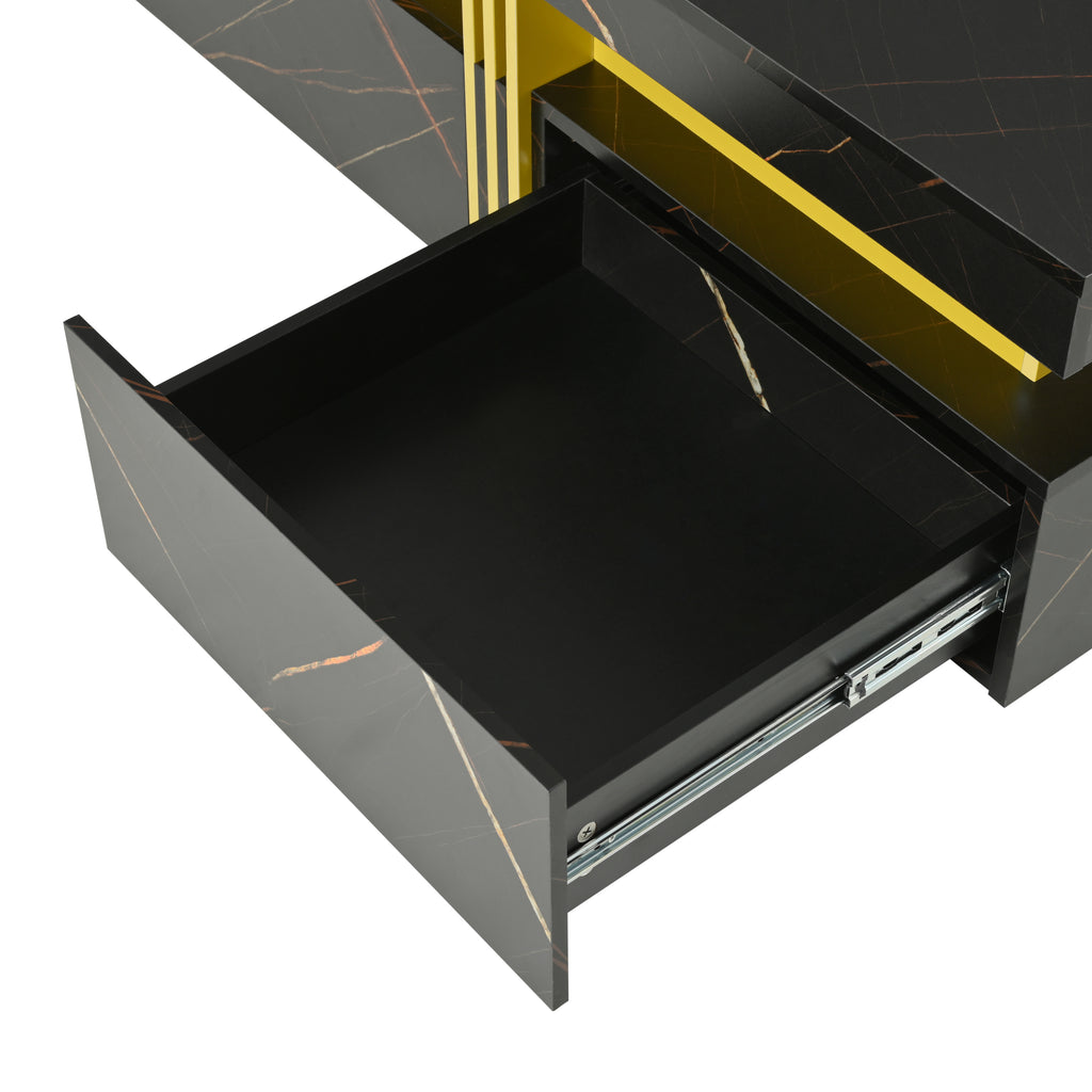 Modern Black Square Storage Coffee Table With 4 Drawers - Grand Goldman Shop