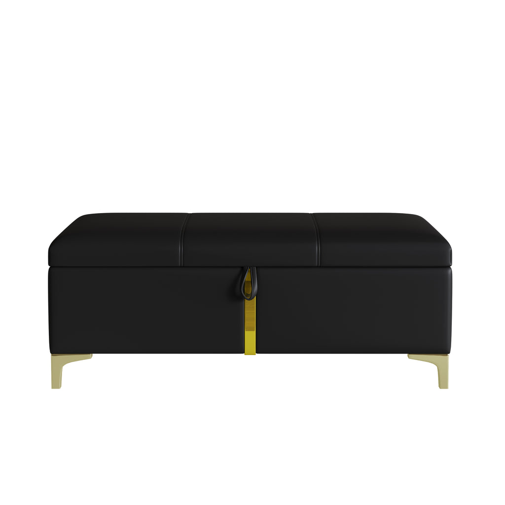 2-Pieces Bedroom Sets,Queen Size Upholstered Platform Bed with Hydraulic Storage System,Storage Ottoman with Metal Legs,Black(Old SKU:N733S207778B) - Grand Goldman Shop