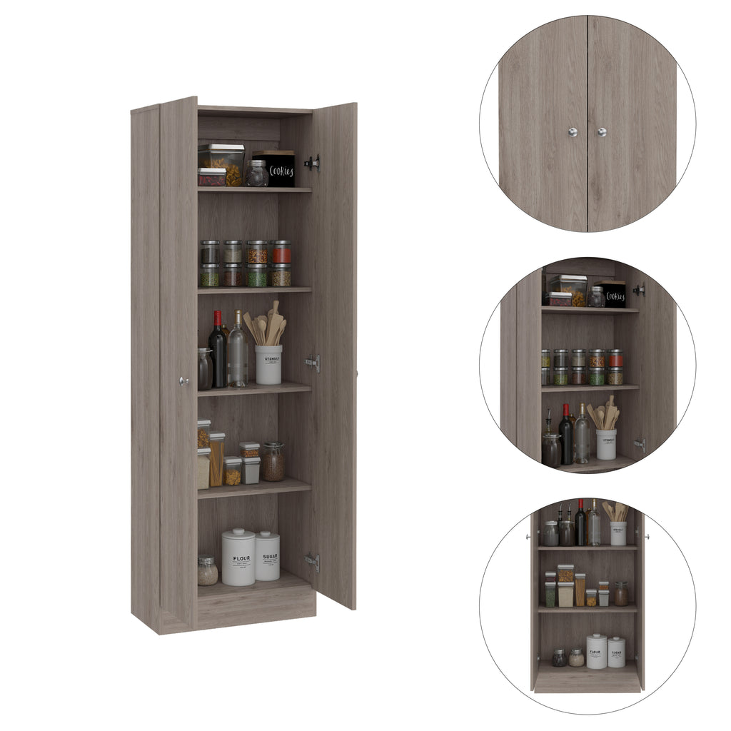 Multistorage Pantry Cabinet, Five Shelves, Double Door Cabinet -Light Gray | Premium Home Decor - Grand Goldman