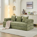 Comfy Convertible Folding Mattress Couch, Floor Sofa Bed, Chenille Floor Sofa with Armrest, Floor Sofa Lounge Couch for Living Room Bedroom Lounge Studio-Green - Grand Goldman Shop