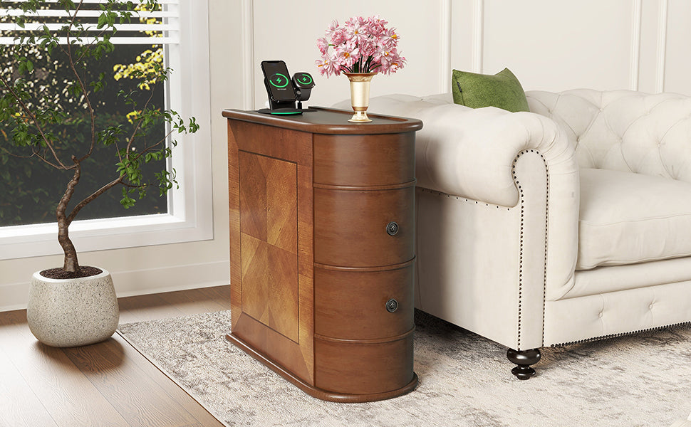 End Table with Charging Station,Sofa Side Table with Drawers, No Assembly Required(Expect Arrival Date 2025/4/16) - Grand Goldman Shop