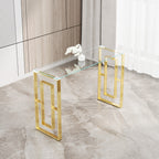 Console Table Stainless Steel Glass,Meal side table Golden Clear  bs-02 - Grand Goldman Shop