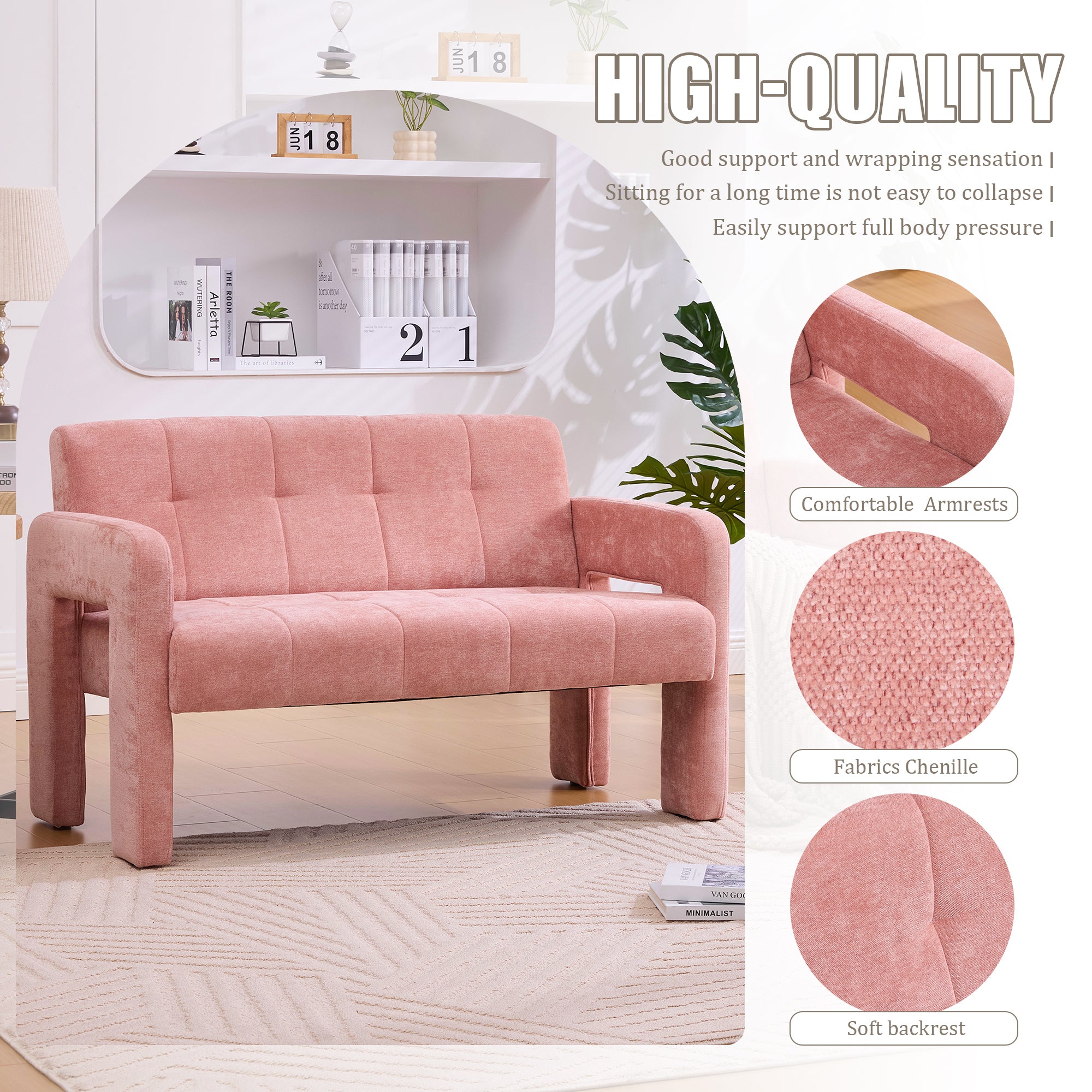 Nordic Modern Double Armchair Living Room & Bedroom Compact Upholstered Sofa Leisure Sofa Comfortable Seating with Dual Armrests Can be paired with a single chair - Grand Goldman Shop