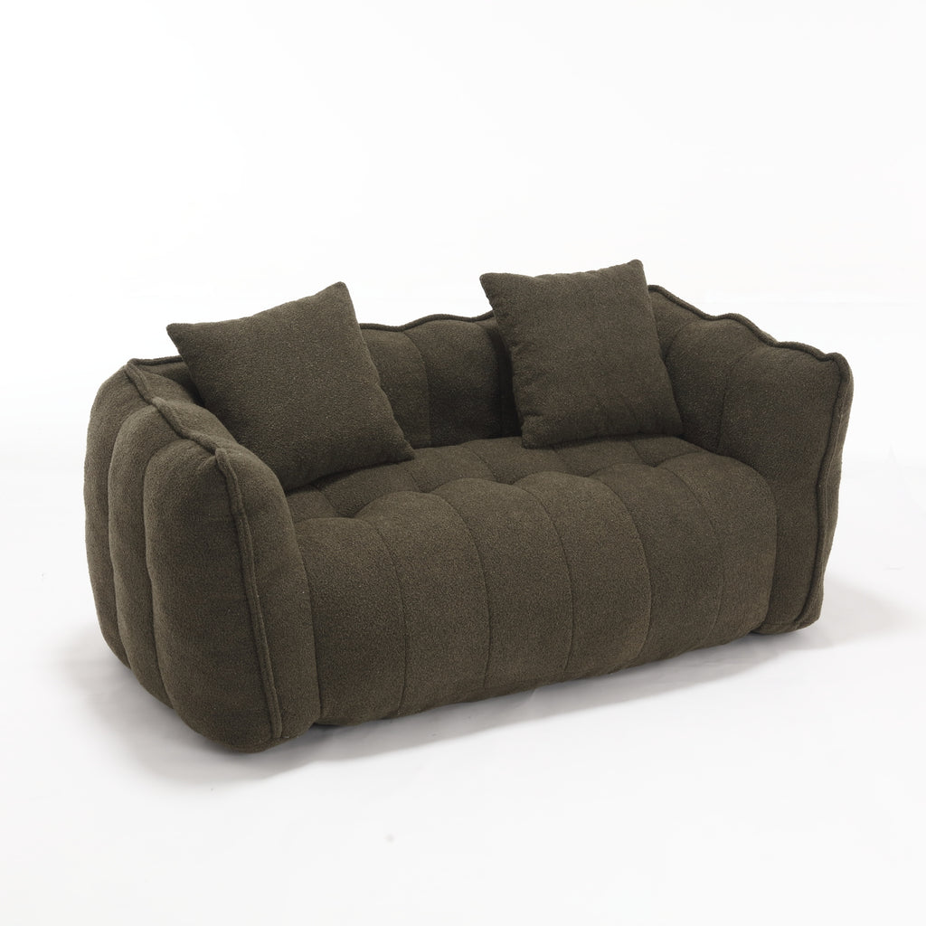 Cozy Beanbag Chair with High Resilience Foam Core for Two - Olive Green Chenille, 66x35x25 inches - Grand Goldman Shop