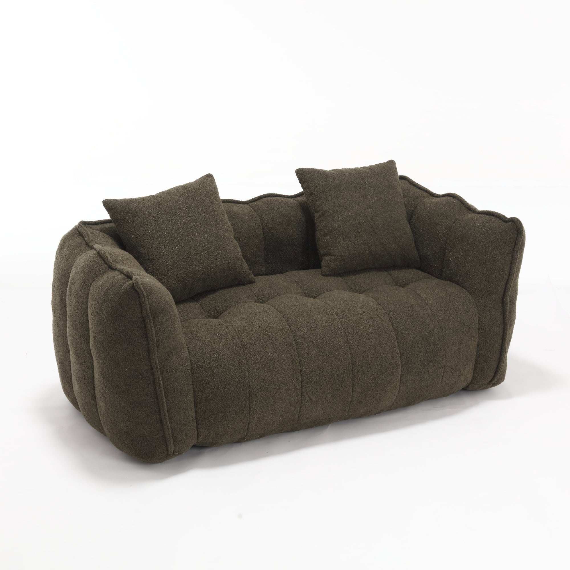 Cozy Beanbag Chair with High Resilience Foam Core for Two - Olive Green Chenille, 66x35x25 inches - Grand Goldman Shop