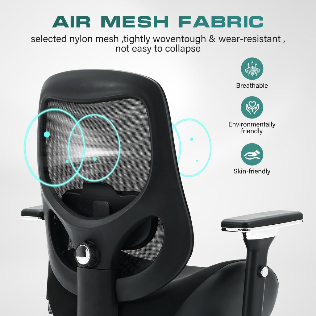 Big and Tall Office Chair with Wide Thick Seat Cushion for Heavy People Ergonomic Computer Mesh Desk Chairs with 4D Armrests,
