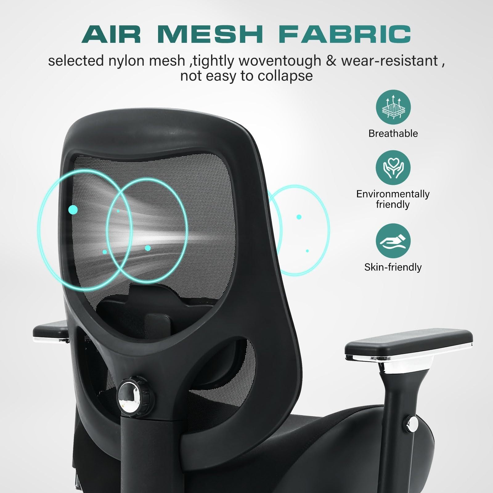 Big and Tall Office Chair with Wide Thick Seat Cushion for Heavy People Ergonomic Computer Mesh Desk Chairs with 4D Armrests,