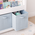 Kids Bookshelf with 3 Tier Front-Facing Storage and 3 Fabric Bins, Wooden Toddler Bookcase for Playroom, Nursery, Bedroom – K