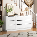 9 Drawer Dresser for Bedroom with Deep Drawers, Large Floor Wood Dressers & Chest of Drawers , Modern White Long Dressers for Closet Living Room - Grand Goldman Shop