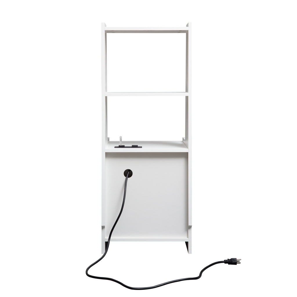 Nightstand with Charging Station, Smart Nightstand with Night Light, Modern Night Stand with Bookshelf, Bedside Tables with Storage Cabinet for Bedroom, White - Grand Goldman Shop