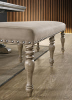 Birmingham Microfiber Upholstered Bench with Nail Head Trim in Driftwood Finish - Grand Goldman Shop