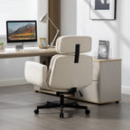 Criss Cross Chair with Adjustable Armrests & Wheels & Headrest, Lounge Vanity Desk Chair with Wide Seat for Cross-Legged Sitt