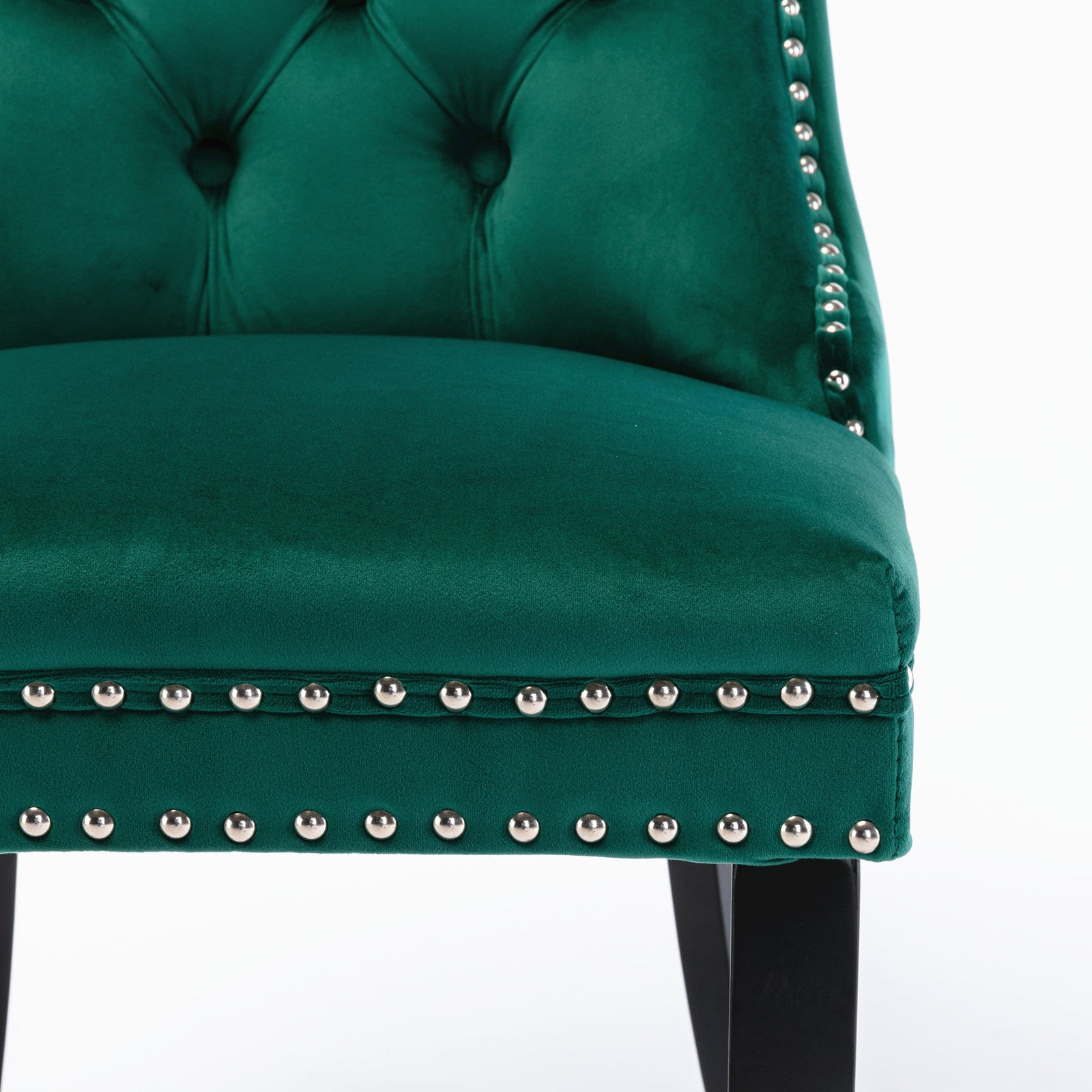 Nikki Collection Modern, High-end Tufted Solid Wood Contemporary Velvet Upholstered Dining Chair with Wood Legs Nailhead Trim 2-Pcs Set,Green, SW2001GN - Grand Goldman Shop
