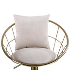 Off-White Velvet Bar Chair, Pure Gold Plated, Unique Design, 360-Degree Rotation, Adjustable Height, Suitable for Dining Room and Bar, Set of 2 - Grand Goldman Shop