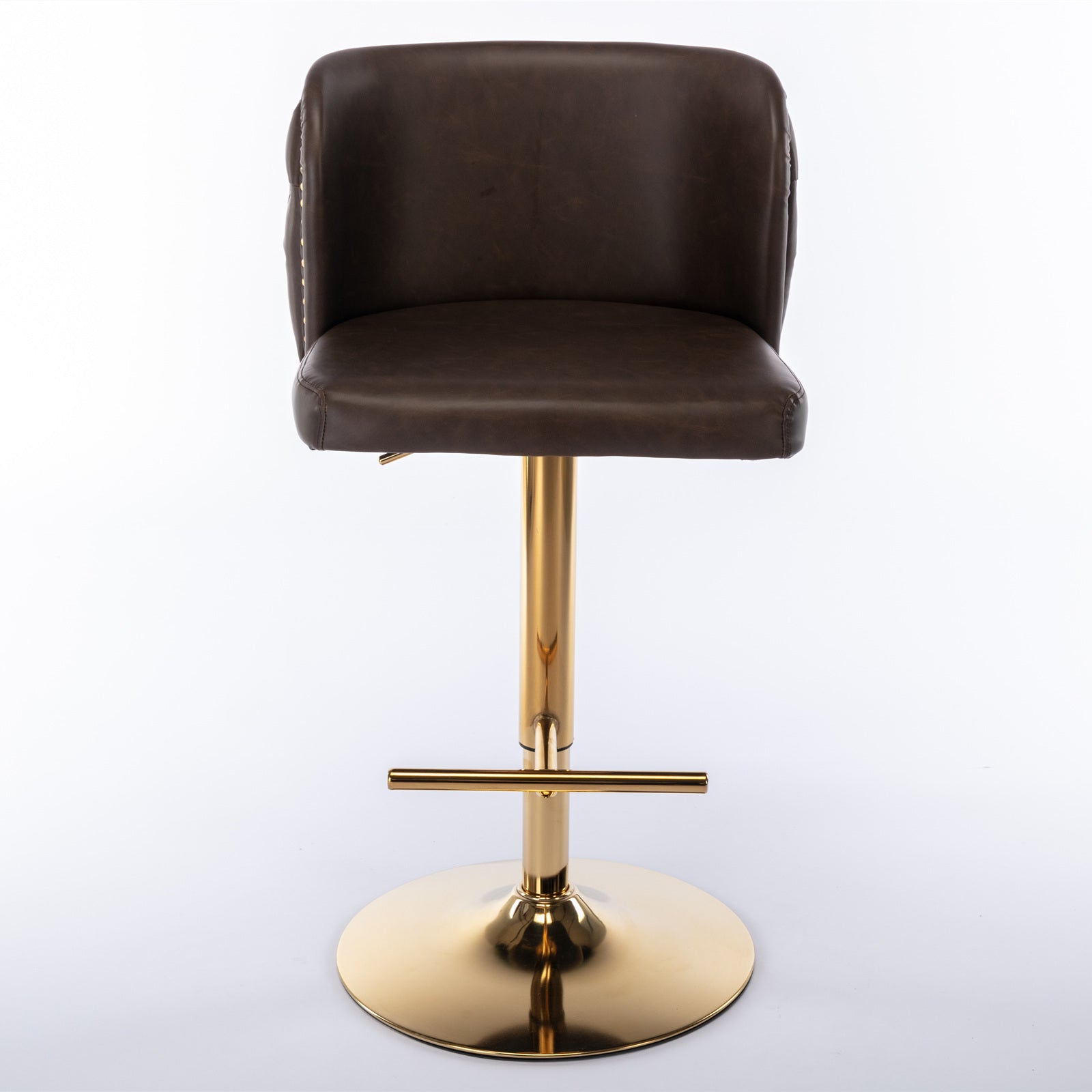 A&A Furniture,Swivel Barstools Adjusatble Seat Height, Modern PU Upholstered Bar Stools with  the whole Back Tufted, for Home Pub and Kitchen Island（Brown, Set of 2） - Grand Goldman Shop
