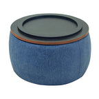 Round Storage Ottoman, 2 in 1 Function, Work as End table and Ottoman, Navy (25.5'x25.5'x14.5') - Grand Goldman Shop