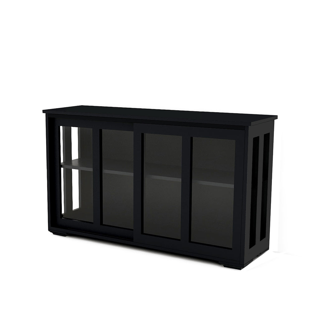 Kitchen Storage Stand Cupboard With Glass Door-Black - Grand Goldman Shop