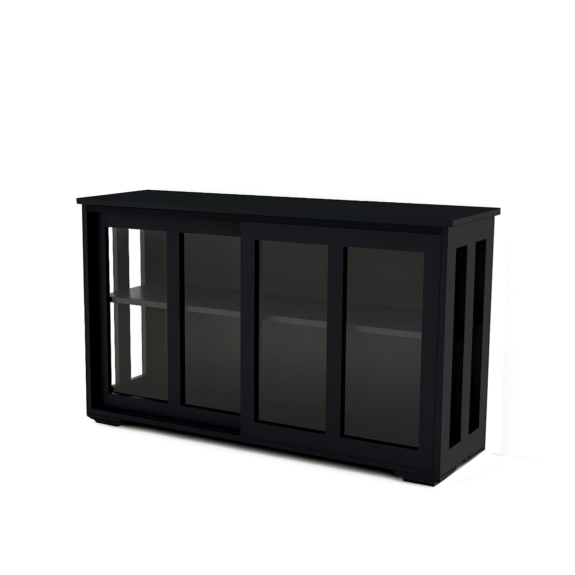Kitchen Storage Stand Cupboard With Glass Door-Black - Grand Goldman Shop