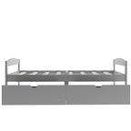 Gray Twin Size Platform Bed with Two Drawers, Pine Wood and MDF Construction - Grand Goldman Shop
