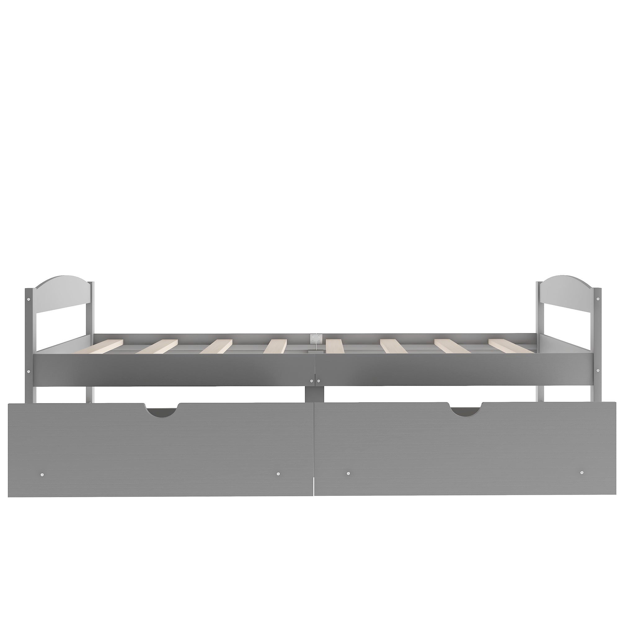 Gray Twin Size Platform Bed with Two Drawers, Pine Wood and MDF Construction - Grand Goldman Shop