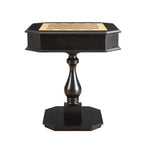 Square Top Game Table with Wooden Pedestal Base, Black | Premium Home Decor - Grand Goldman