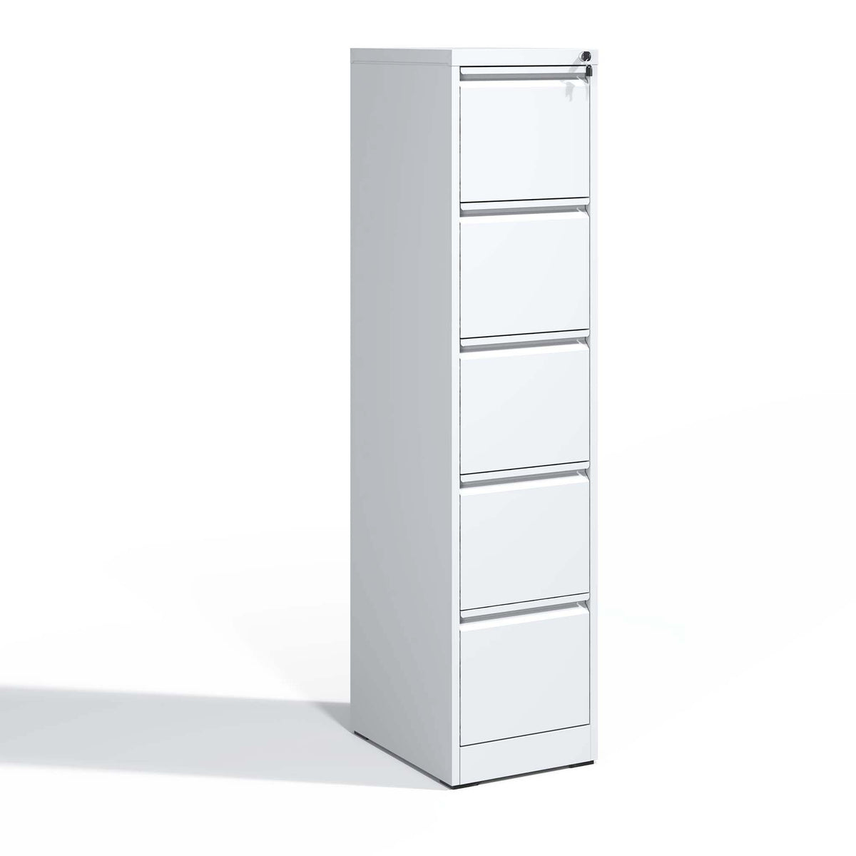 SteelCraft Pro 5 Drawer Metal Vertical File Cabinet with Lock in White for A4 Legal/Letter Size | Premium Home Decor - Grand 