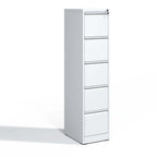 SteelCraft Pro 5 Drawer Metal Vertical File Cabinet with Lock in White for A4 Legal/Letter Size | Premium Home Decor - Grand 