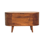 Solid Wood Chestnut Rounded Lid-Up Blanket Box, Storage Box - Grand Goldman Shop