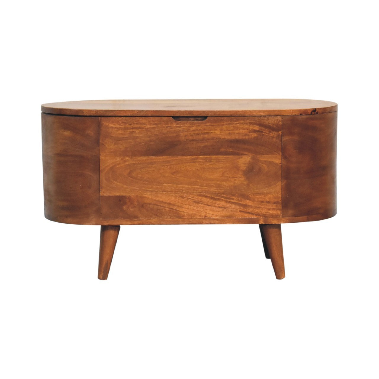 Solid Wood Chestnut Rounded Lid-Up Blanket Box, Storage Box - Grand Goldman Shop