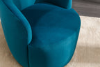 Velvet Fabric Swivel Accent Armchair Barrel Chair With Black Powder Coating Metal Ring,Teal - Grand Goldman Shop
