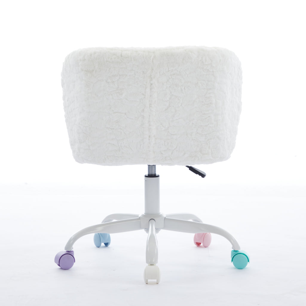 A&A Furniture Office Chair,Artificial rabbit hair Home Office Chair with Metal Base,Adjustable Desk Chair Swivel Office Chair