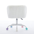 A&A Furniture Office Chair,Artificial rabbit hair Home Office Chair with Metal Base,Adjustable Desk Chair Swivel Office Chair