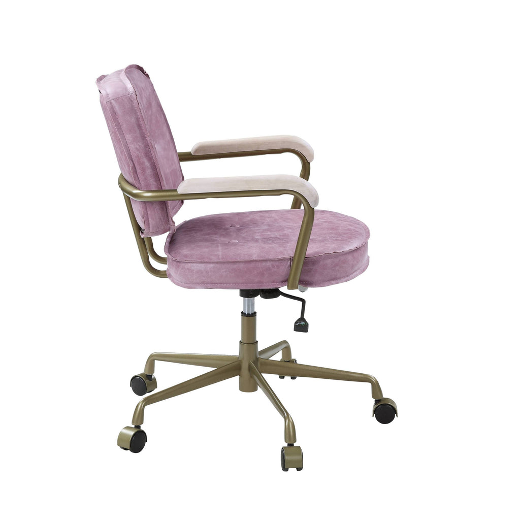 Siecross Pink Top Grain Leather Office Chair - Grand Goldman
