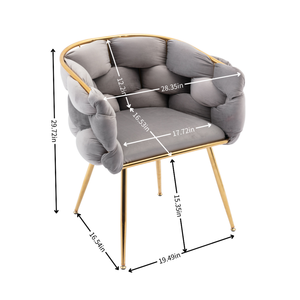 Luxury Modern Simple Leisure Velvet Single Sofa Chair Bedroom Lazy Person Household Dresser Stool Manicure Table Back Chair Gray - Grand Goldman Shop