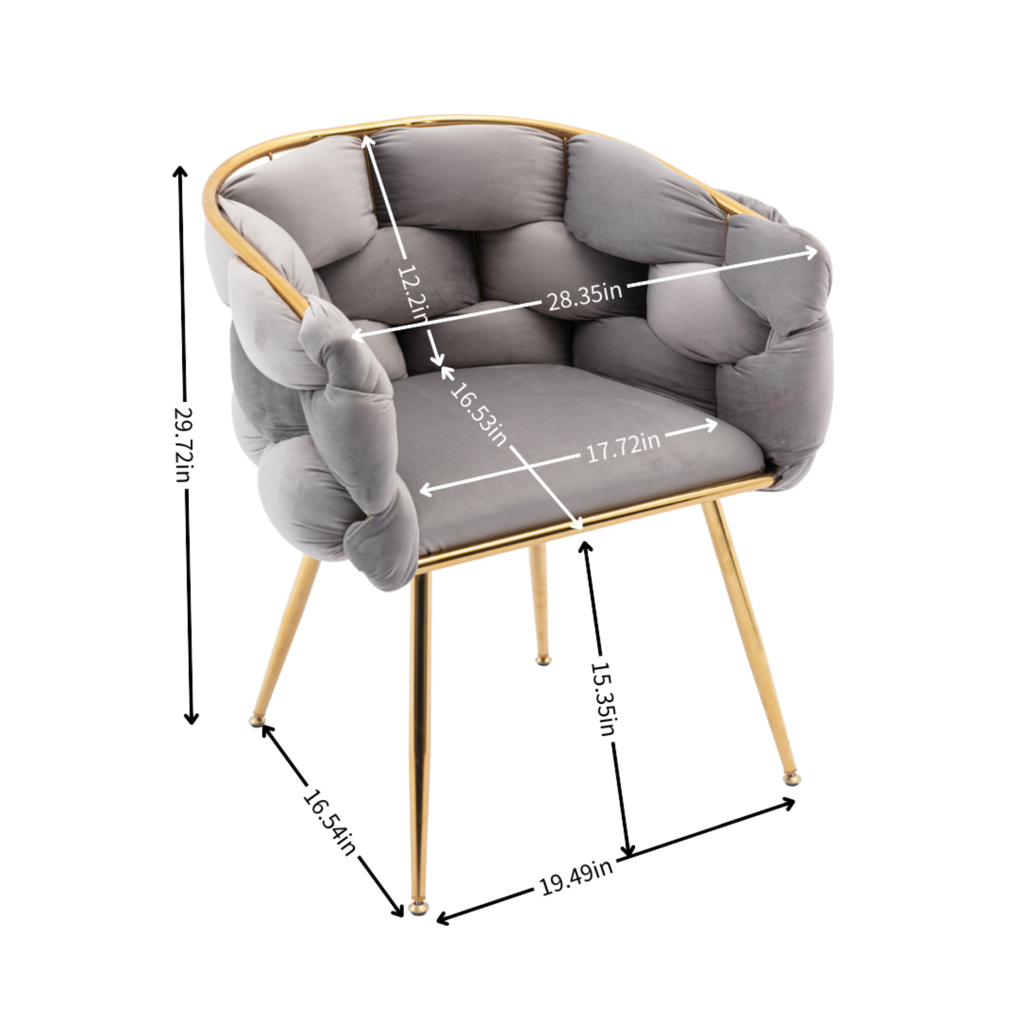 Luxury Modern Simple Leisure Velvet Single Sofa Chair Bedroom Lazy Person Household Dresser Stool Manicure Table Back Chair Gray - Grand Goldman Shop