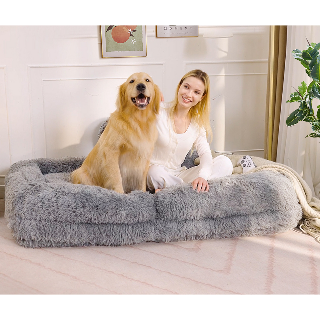 [NEW ARRIVED] [VIDEO PROVIDED] Human Dog Bed,Lazy Sofa,5-Position Adjustable Convertible,Floor Gaming Chair,bedroom, living room,Suitable for gaming, meditation,relaxation,Plush Fabric,Light Gray - Grand Goldman Shop