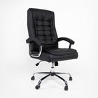 Executive Office Chair High Back PU Leather Desk Chair with Spring Seat Cushion, Ergonomic Swivel Computer Chair with Chrome 