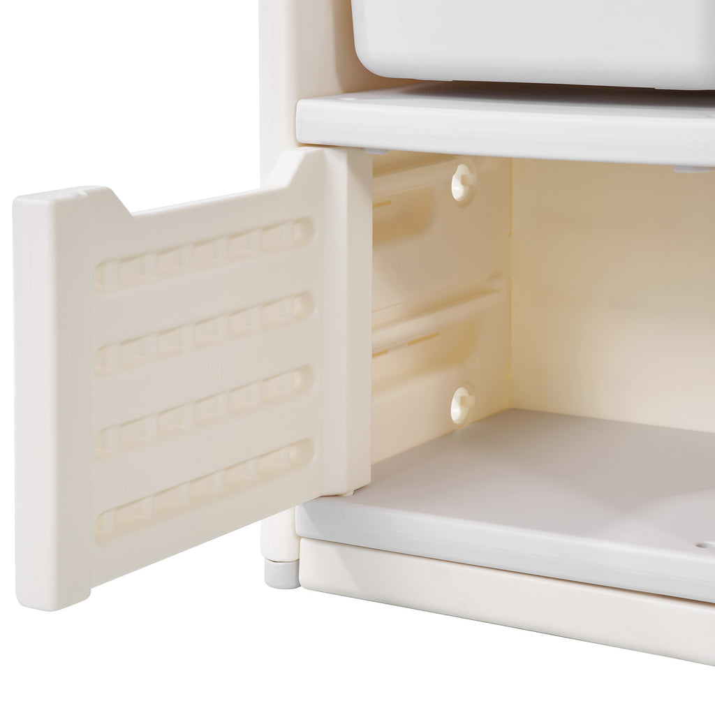 Kids Toy Storage with Bookshelf, 4-Tier Large Toy Storage Organizer with 10 Plastic Movable Bins, Kids Cubby Cabinet with Boo