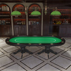 96' Oval Aura Poker Table for 10 Players Texas Holdem Poker Card with Bet Line Felt Surface Jumbo Cup Holders Green - Grand G
