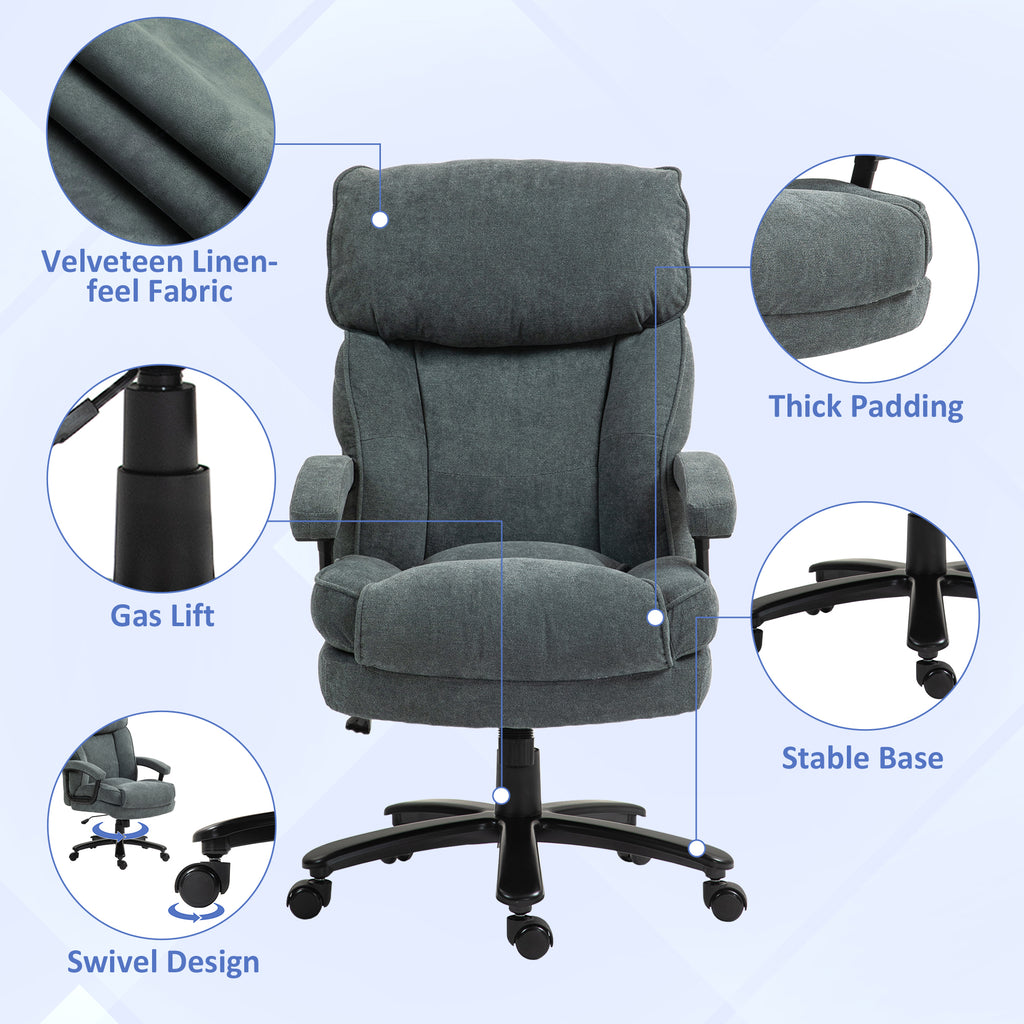 HOMCOM Big and Tall Office Chair, Up to 450 lbs. Heavy Duty High Back Desk Chair with Swivel Wheels, Executive Computer Chair