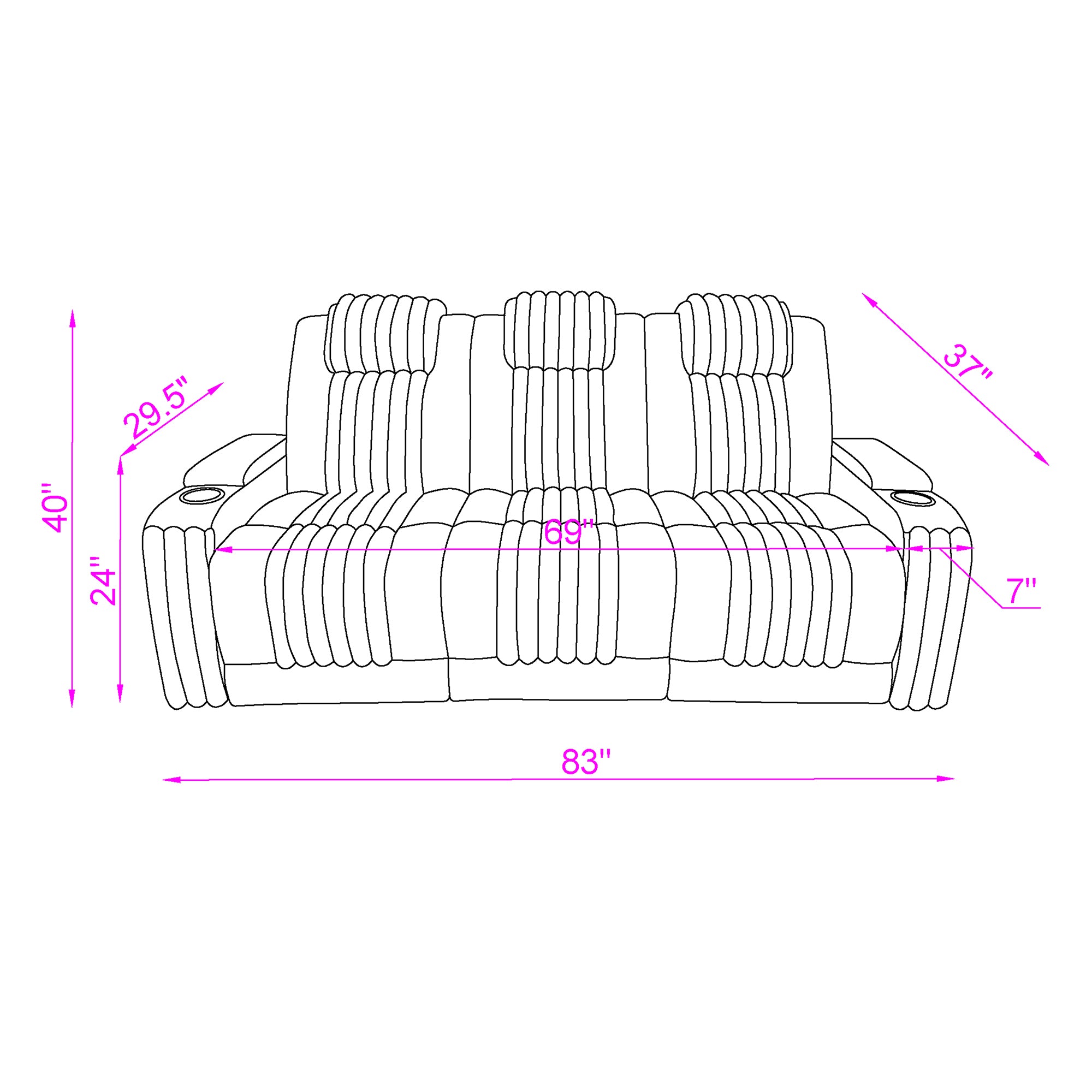 Duran Black 2PC Power Reclining Sofa and Loveseat with Power Headrest, LED Light, USB, and Bluetooth Speaker - Grand Goldman Shop