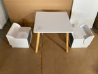 Kids Table and 2 Chair Set with Storage Bins, 3-Piece Toddler Activity Play Table for Arts & Crafts, Reading, Drawing, Wooden