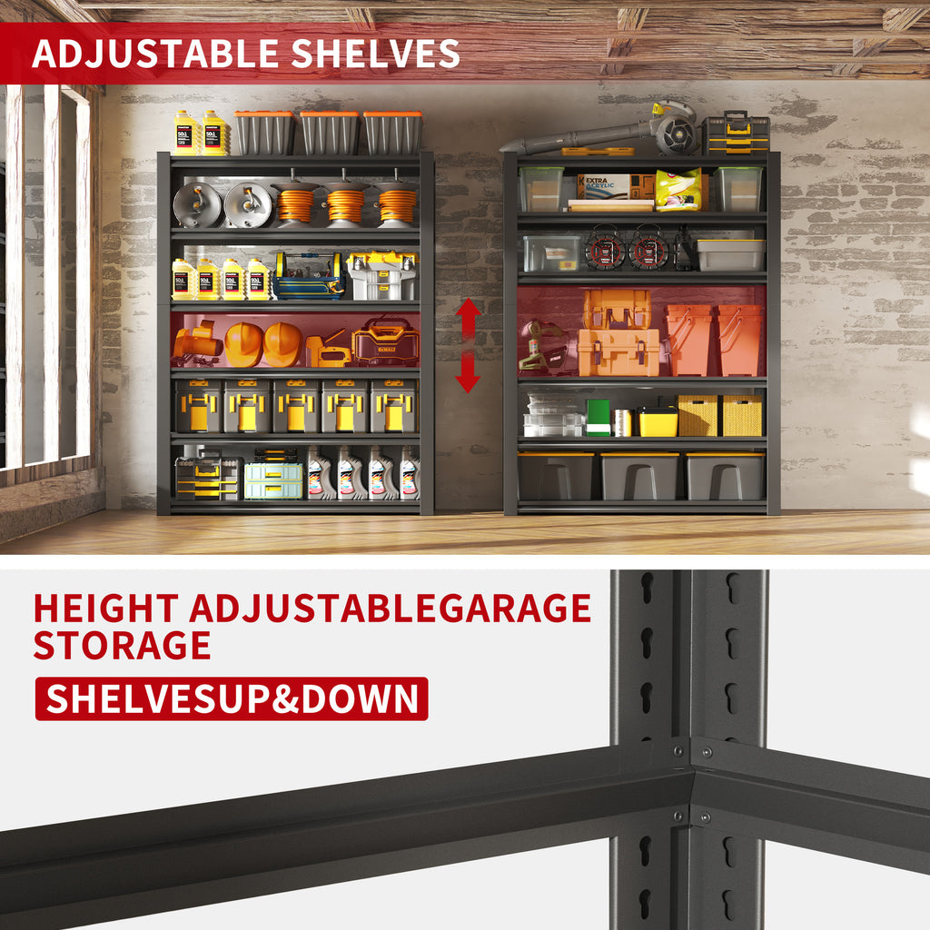 Industrial Heavy Duty 6 Tier Metal Garage Shelving Unit for Storage, Adjustable, Black, 48'W x 18'D x 82'H - Grand Goldman Shop