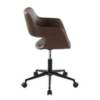 Contemporary Task Chair in Black Metal and Espresso Faux Leather - Grand Goldman