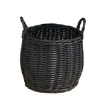 Lucius Round Resin Woven Wicker Basket with Handles - 13' x 13' x 10.2' - Black - For Clothes, Towels, Toys, Magazines Storage and Home Decoration - Grand Goldman Shop