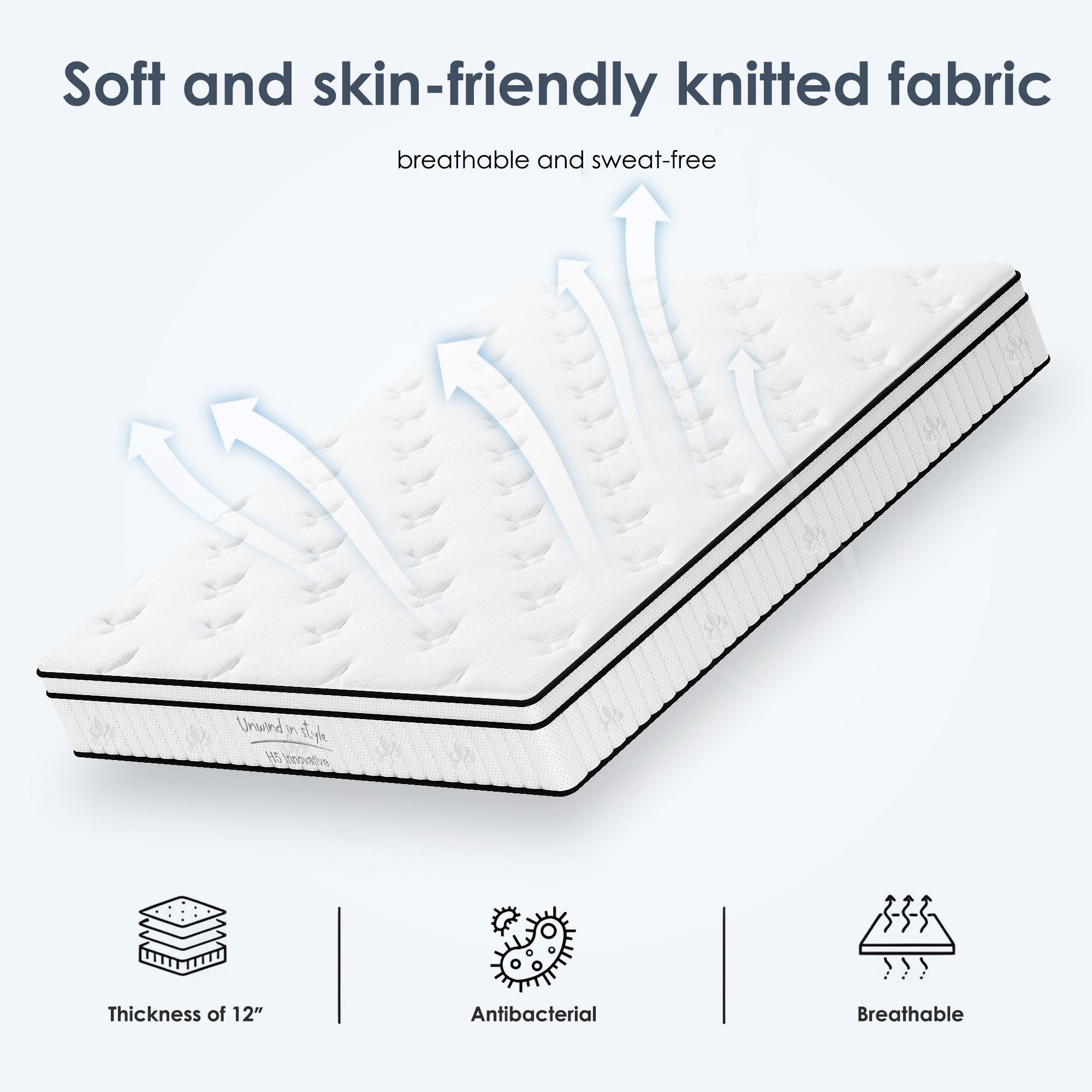 Queen Size Mattress,12 Inch Hybrid Mattress, Individually Pocketed Innerspring, Medium Firm - Grand Goldman Shop
