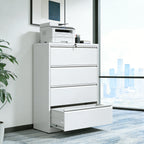Stylish 4 Drawer Lateral File Cabinet, Heavy Duty Metal Filing Cabinet, 35.4 Inch Wide Locking File Cabinet for Home Office, 