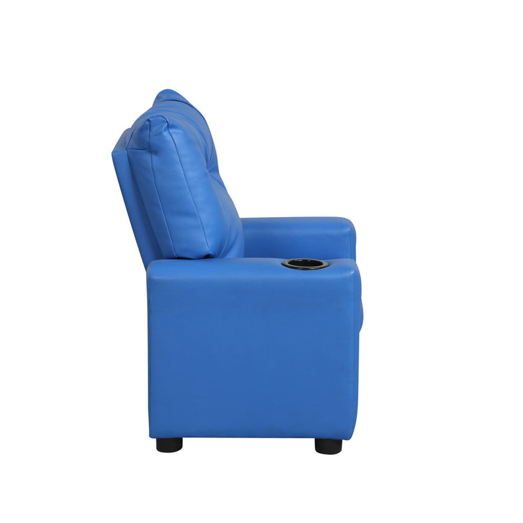 PVC Fabric Kids Recliner Chair with Cupholder, Blue - Grand Goldman