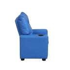 PVC Fabric Kids Recliner Chair with Cupholder, Blue - Grand Goldman