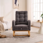 LY-5104 Dark Gray  Accent Rocking  Chair with  Footrest High Back Rubber Wood Rocking Legs Bedroom Living Space   26.77D X 38.36W X 39.76H Inch - Grand Goldman Shop